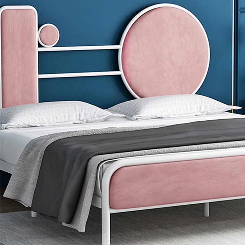 Metal Velvet Open-Frame Bed with Headboard and Metal Legs Bed