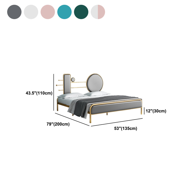Metal Velvet Open-Frame Bed with Headboard and Metal Legs Bed