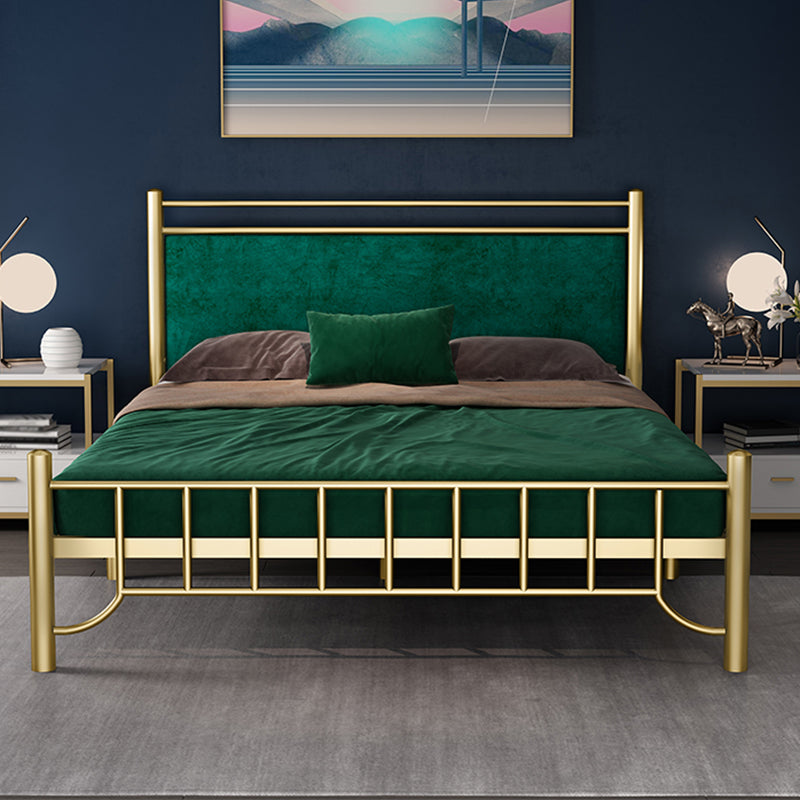 Glam Standard Bed with Rectangular Panel Headboard and Metal Legs Bed