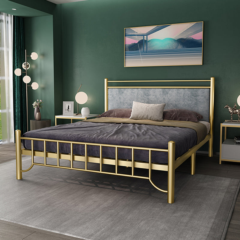 Glam Standard Bed with Rectangular Panel Headboard and Metal Legs Bed