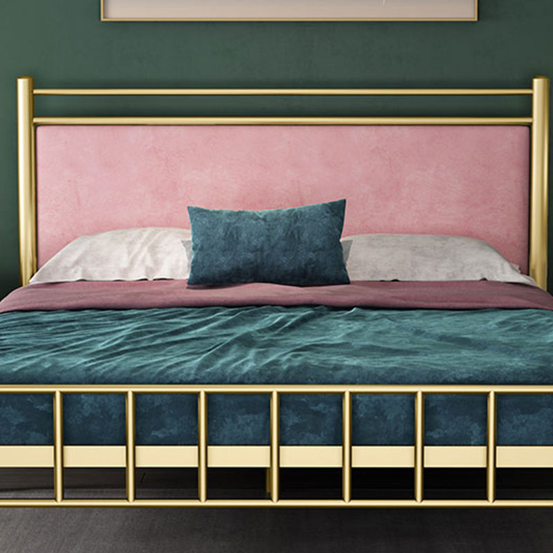 Glam Standard Bed with Rectangular Panel Headboard and Metal Legs Bed