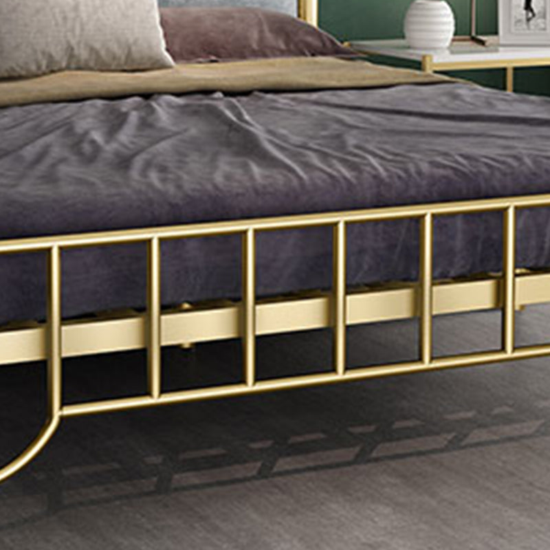 Glam Standard Bed with Rectangular Panel Headboard and Metal Legs Bed