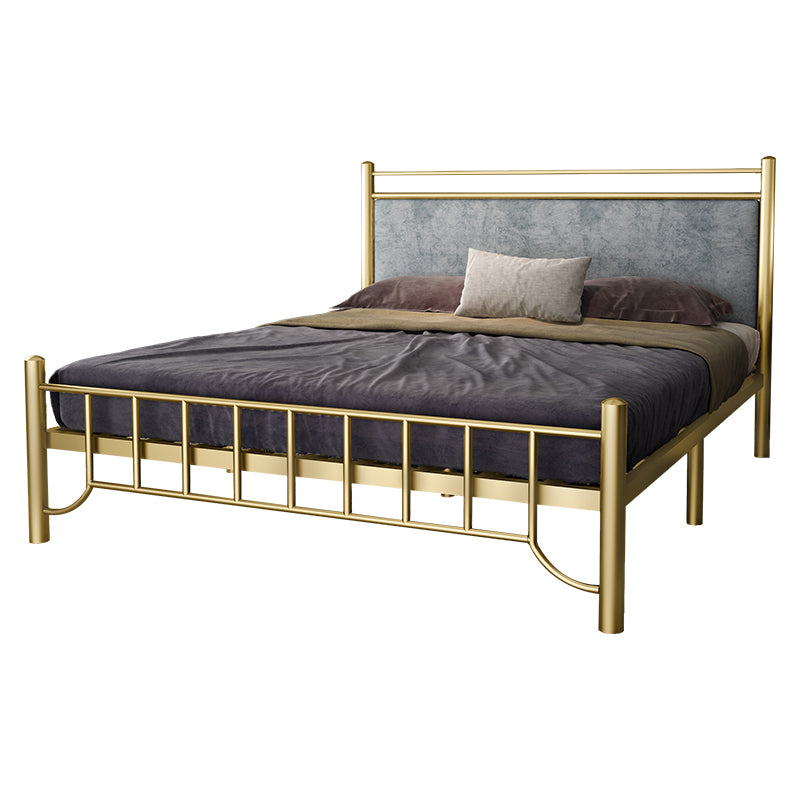 Glam Standard Bed with Rectangular Panel Headboard and Metal Legs Bed
