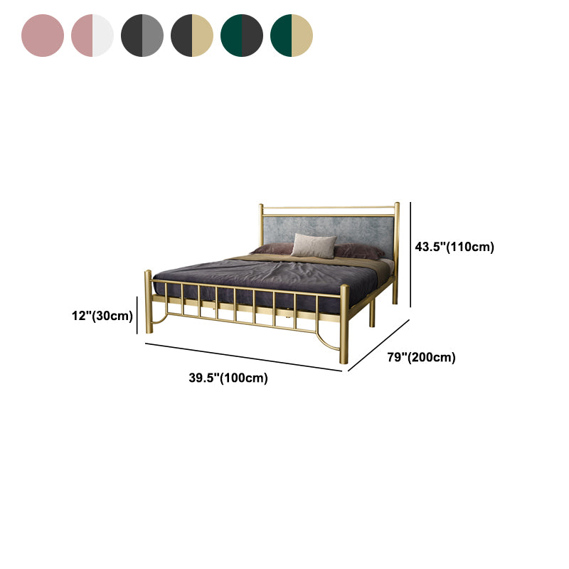 Glam Standard Bed with Rectangular Panel Headboard and Metal Legs Bed