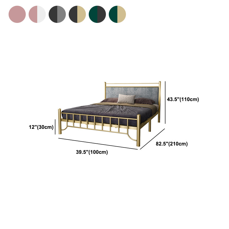 Glam Standard Bed with Rectangular Panel Headboard and Metal Legs Bed