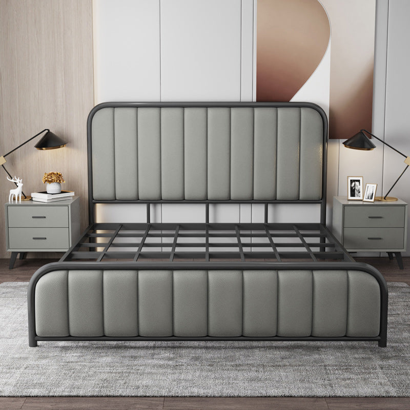 Glam Style Rectangular Headboard Standard Bed with Panel Headboard Bed