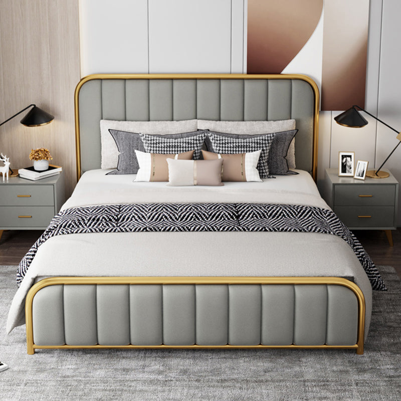 Glam Style Rectangular Headboard Standard Bed with Panel Headboard Bed