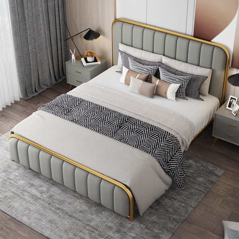 Glam Style Rectangular Headboard Standard Bed with Panel Headboard Bed