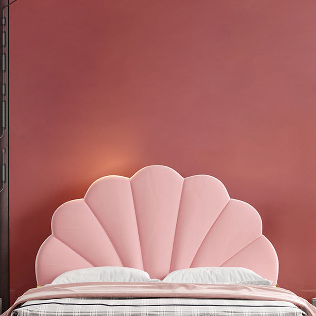 shell Suede Upholstered Headboard ,47 inch High Metal Panel Bed