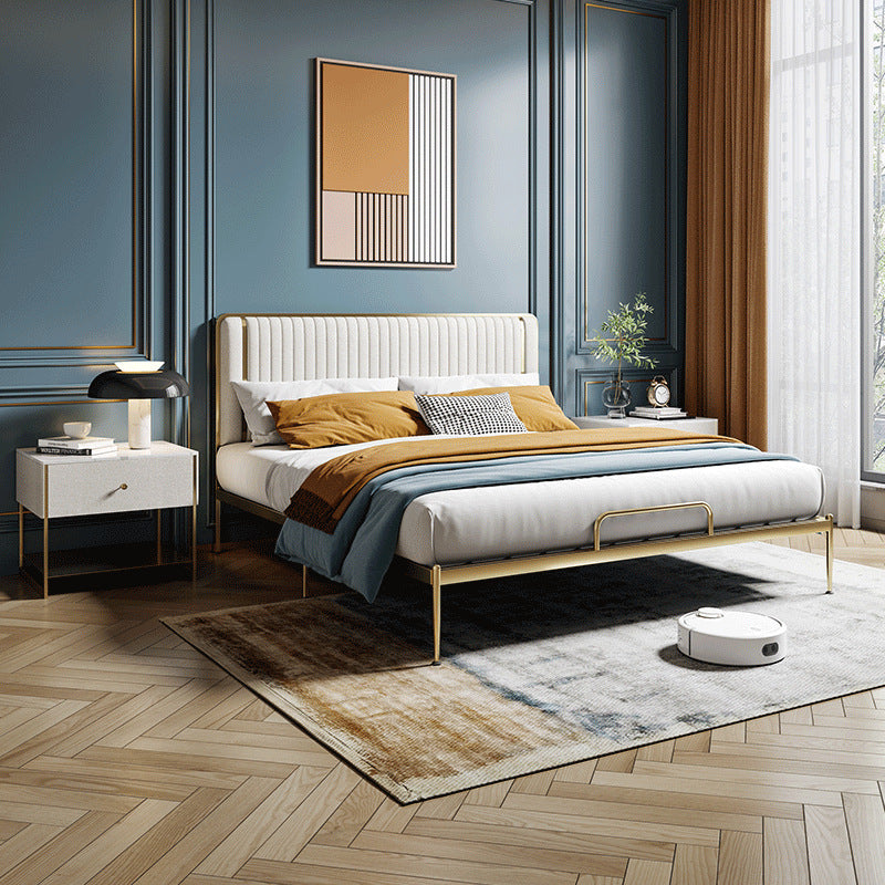 Glam Style Metal Bed Including HeadboardPanel Bed , 43 inch High