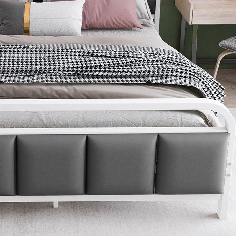 Glam Metal Bed Leather Upholstered Bed With Headboard and Footboard