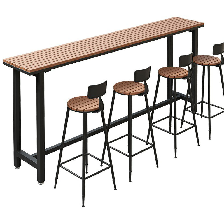 Artificial Wood Bar Dining Table Modern Rectangle Bar Table with Trestle for Balcony