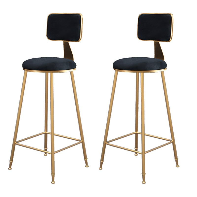 Glam Metal Barstool Velvet Gold Furniture in Matte Finish for Indoor
