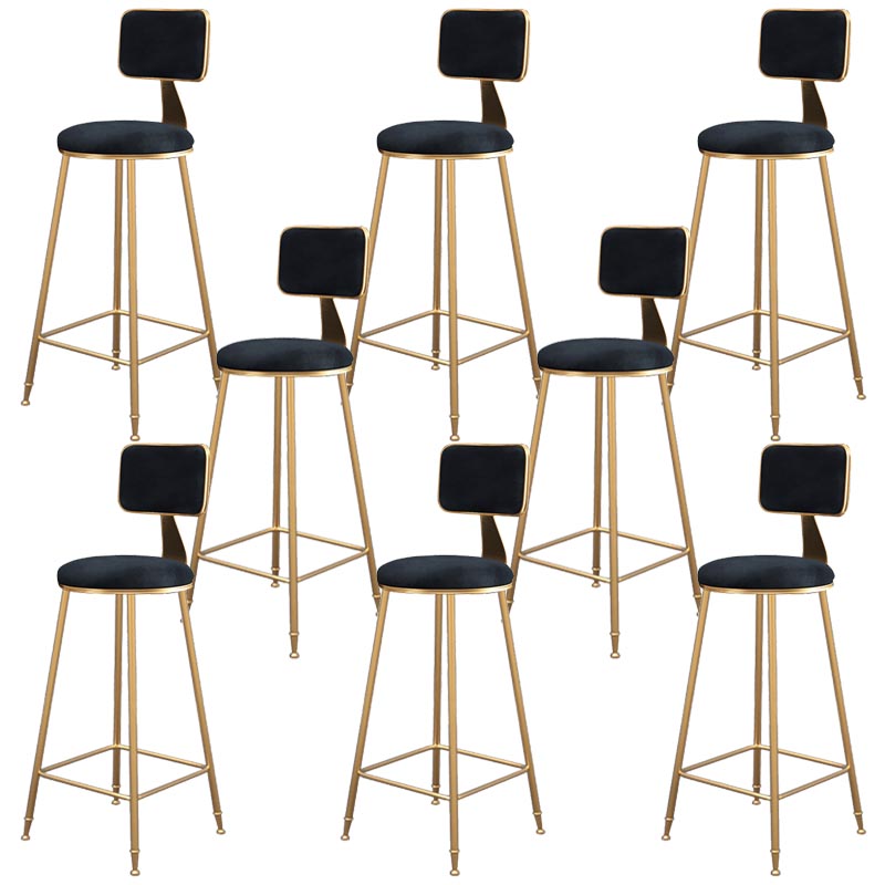 Glam Metal Barstool Velvet Gold Furniture in Matte Finish for Indoor