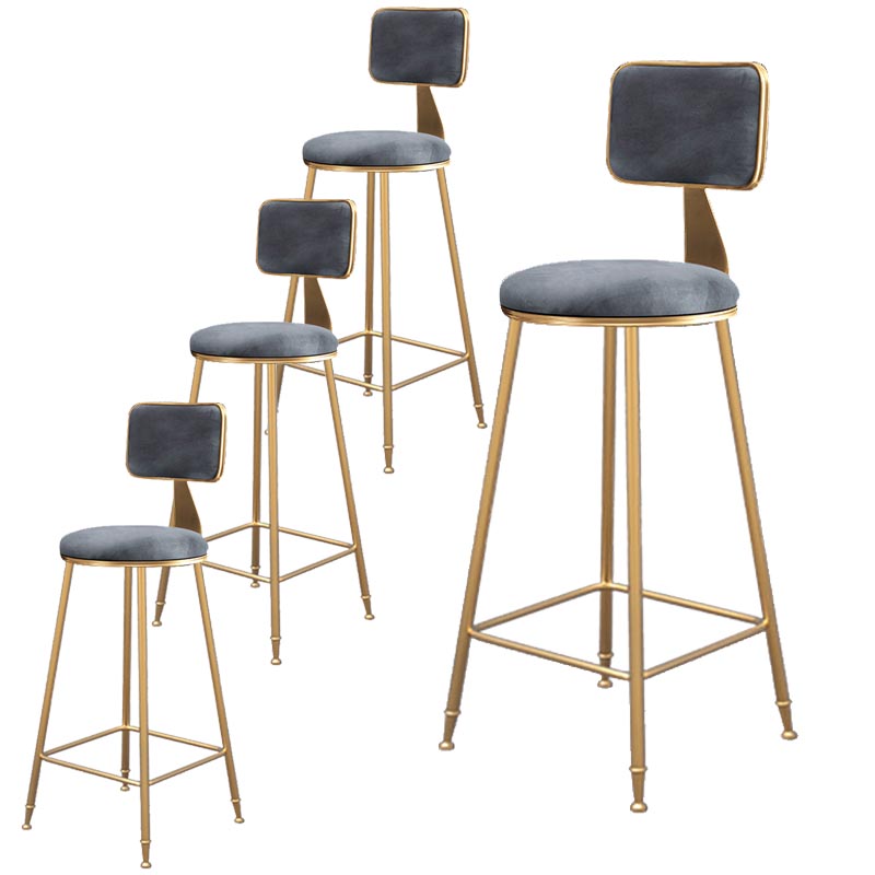Glam Metal Barstool Velvet Gold Furniture in Matte Finish for Indoor