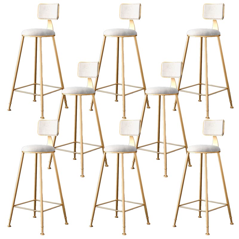 Glam Metal Barstool Velvet Gold Furniture in Matte Finish for Indoor