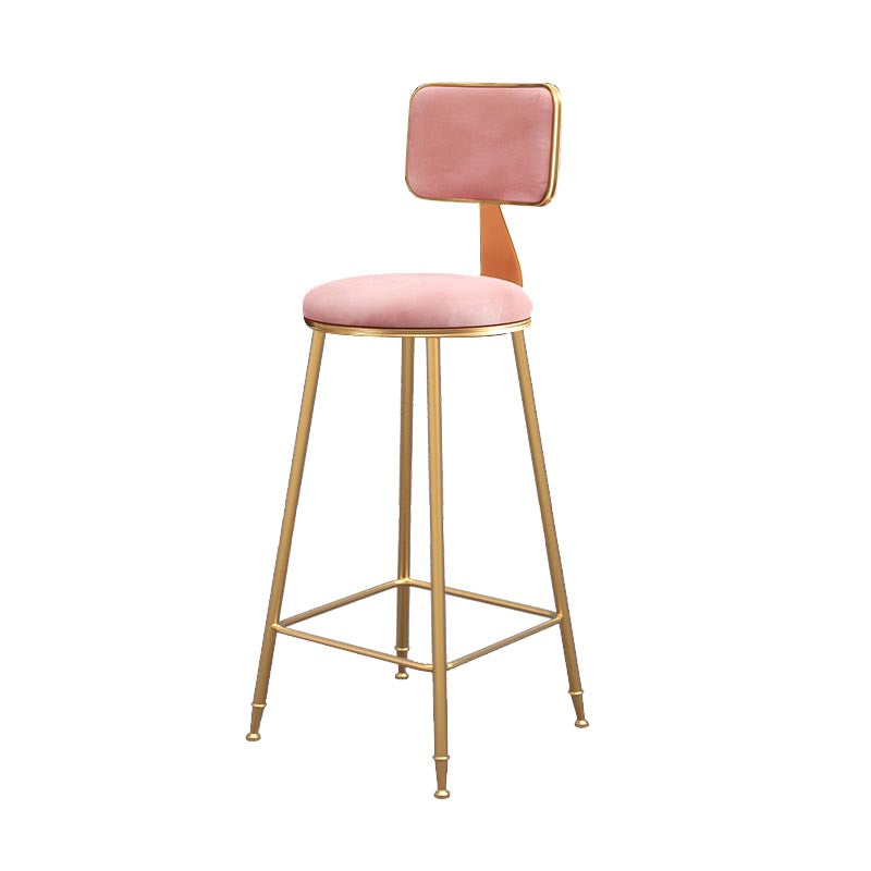 Glam Metal Barstool Velvet Gold Furniture in Matte Finish for Indoor