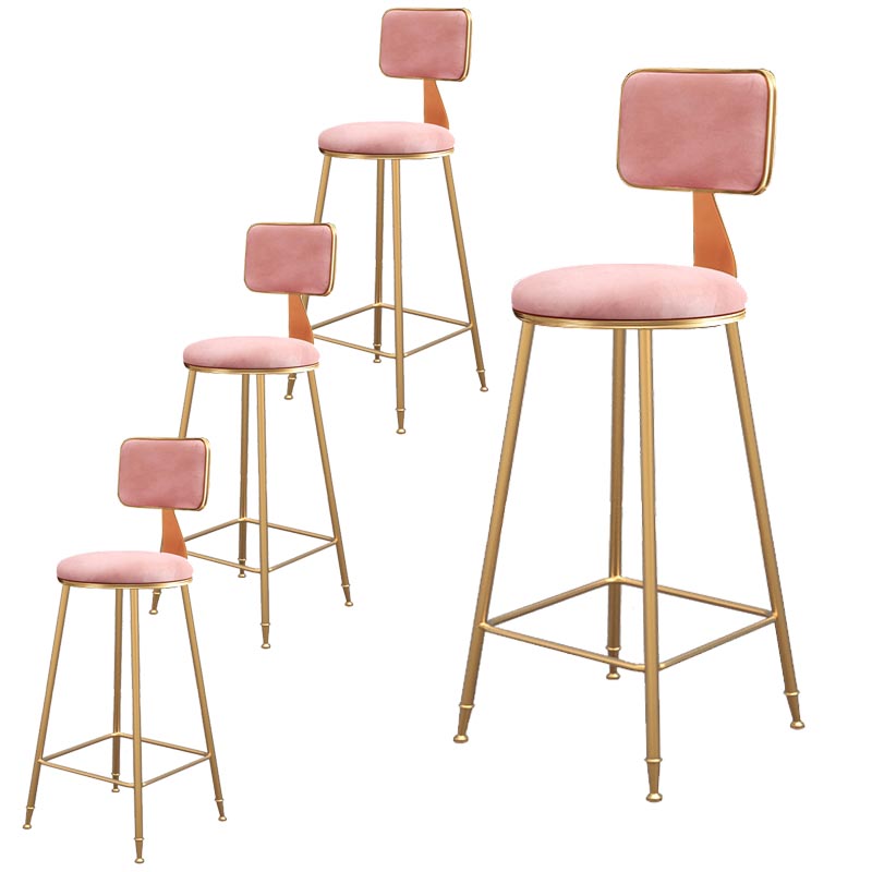 Glam Metal Barstool Velvet Gold Furniture in Matte Finish for Indoor