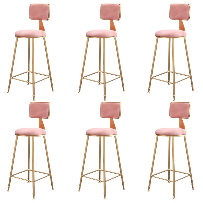 Glam Metal Barstool Velvet Gold Furniture in Matte Finish for Indoor