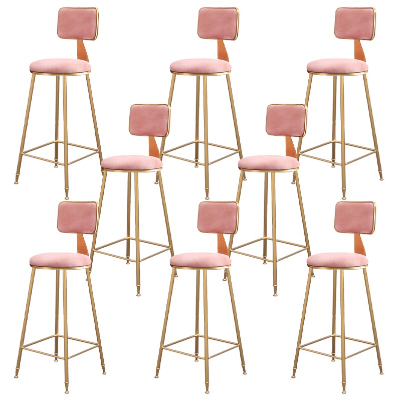 Glam Metal Barstool Velvet Gold Furniture in Matte Finish for Indoor