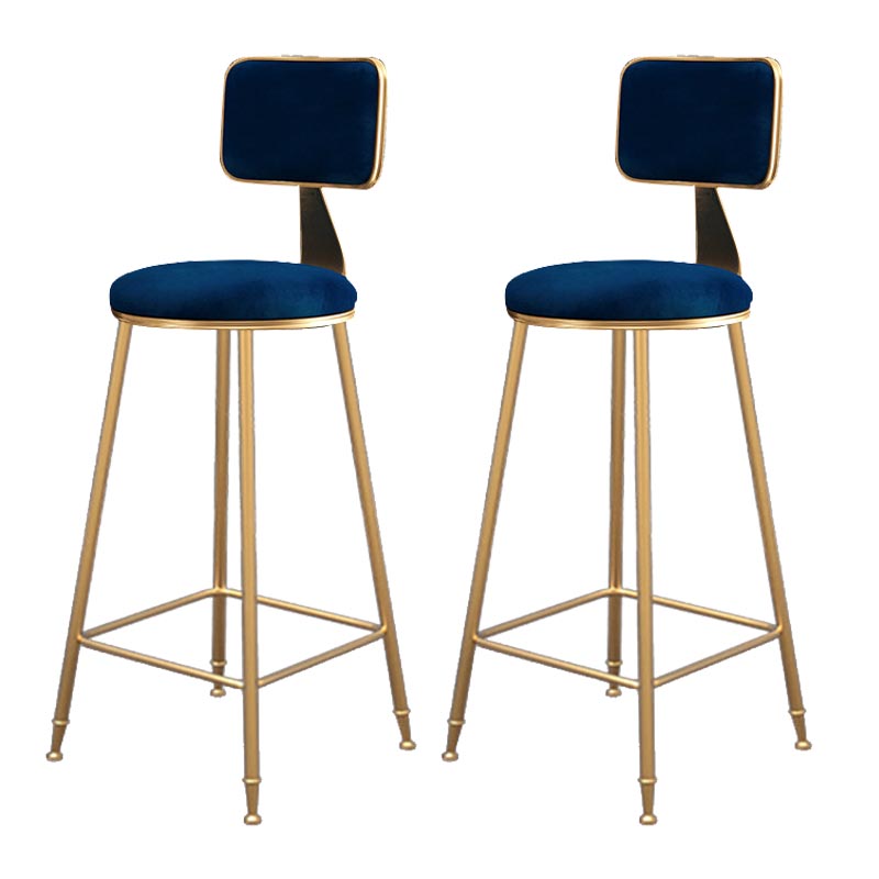Glam Metal Barstool Velvet Gold Furniture in Matte Finish for Indoor