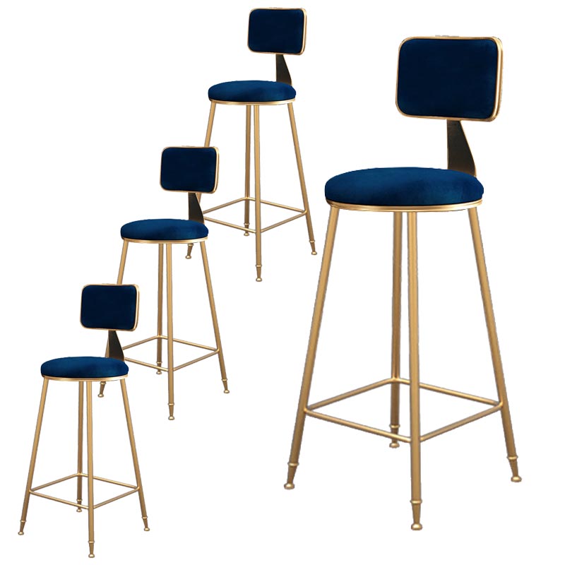 Glam Metal Barstool Velvet Gold Furniture in Matte Finish for Indoor