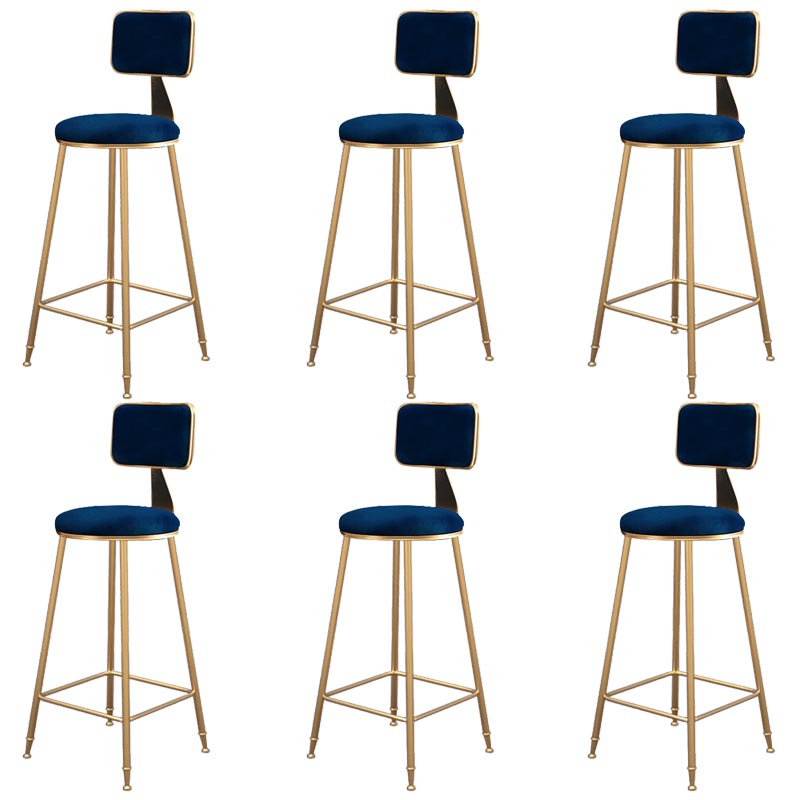 Glam Metal Barstool Velvet Gold Furniture in Matte Finish for Indoor