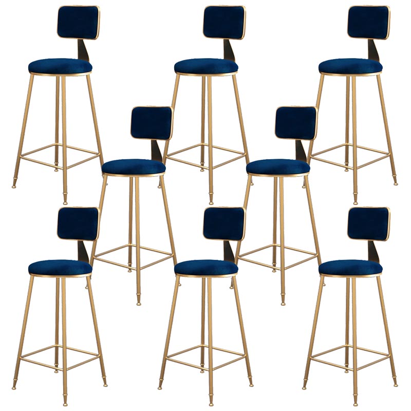 Glam Metal Barstool Velvet Gold Furniture in Matte Finish for Indoor