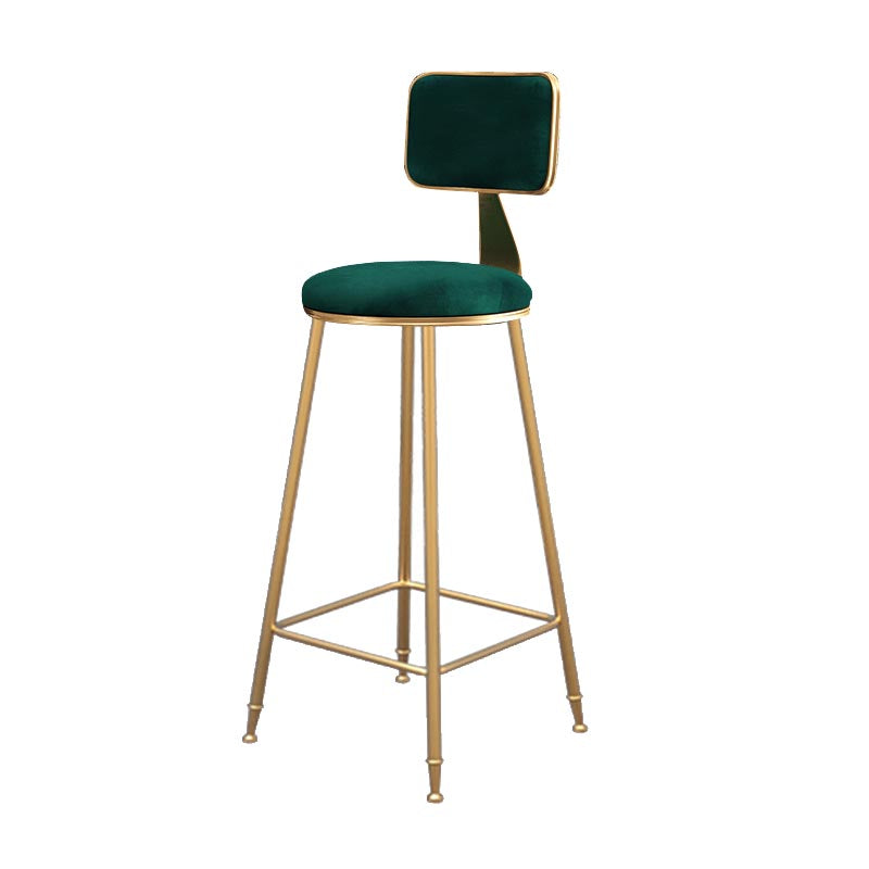 Glam Metal Barstool Velvet Gold Furniture in Matte Finish for Indoor