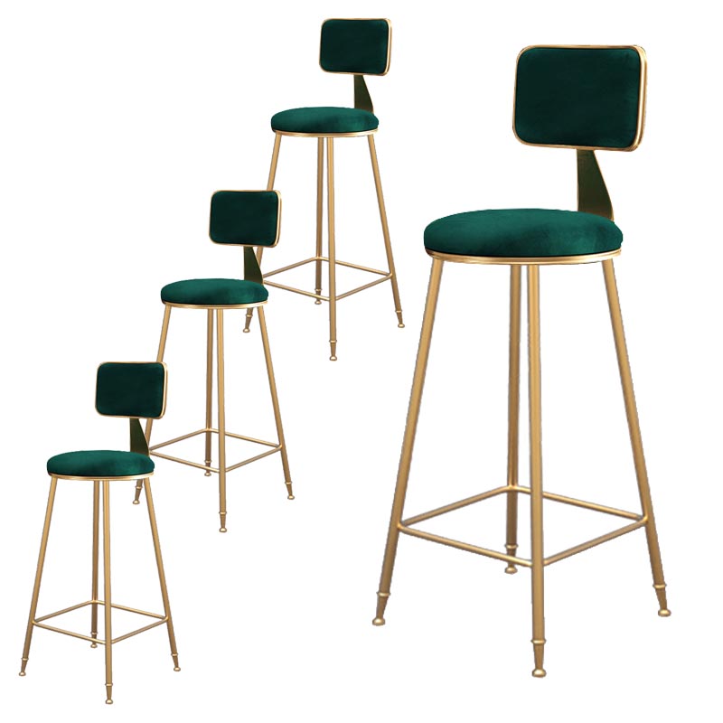 Glam Metal Barstool Velvet Gold Furniture in Matte Finish for Indoor