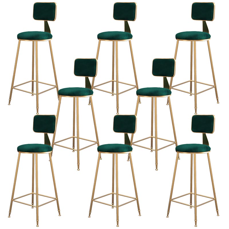 Glam Metal Barstool Velvet Gold Furniture in Matte Finish for Indoor