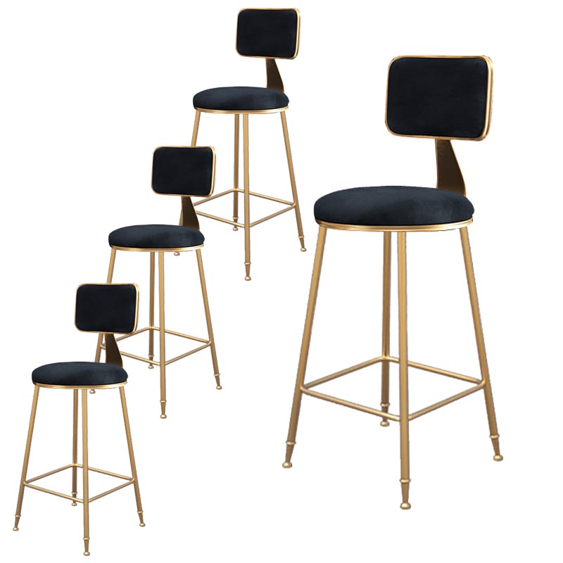 Glam Metal Barstool Velvet Gold Furniture in Matte Finish for Indoor