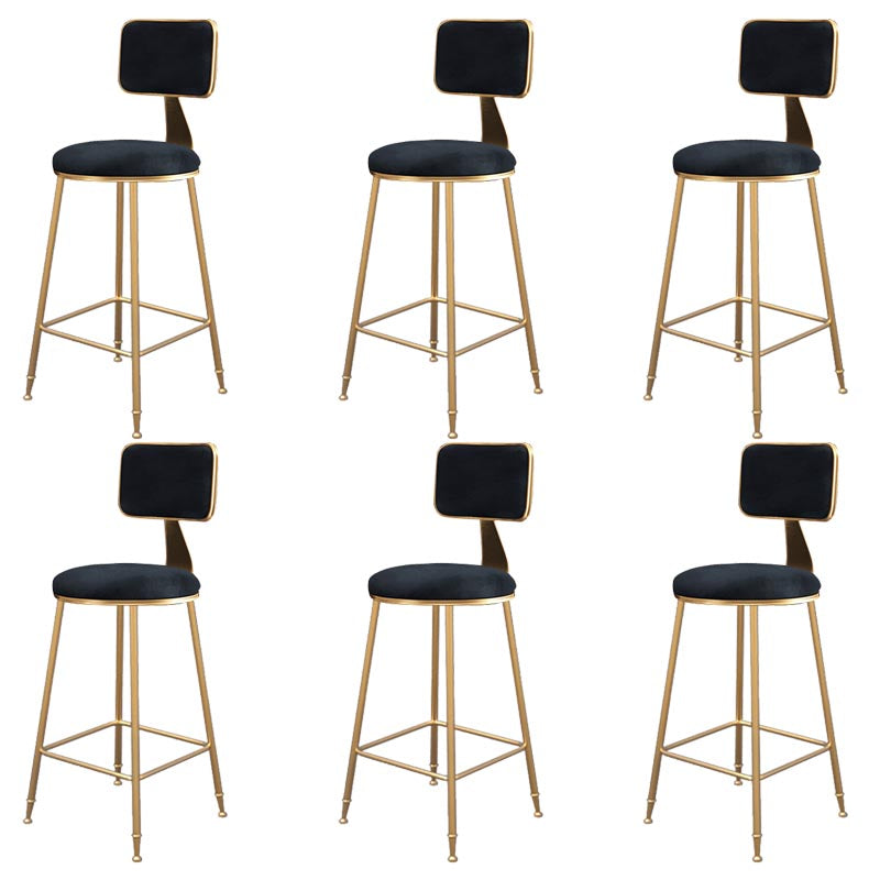 Glam Metal Barstool Velvet Gold Furniture in Matte Finish for Indoor