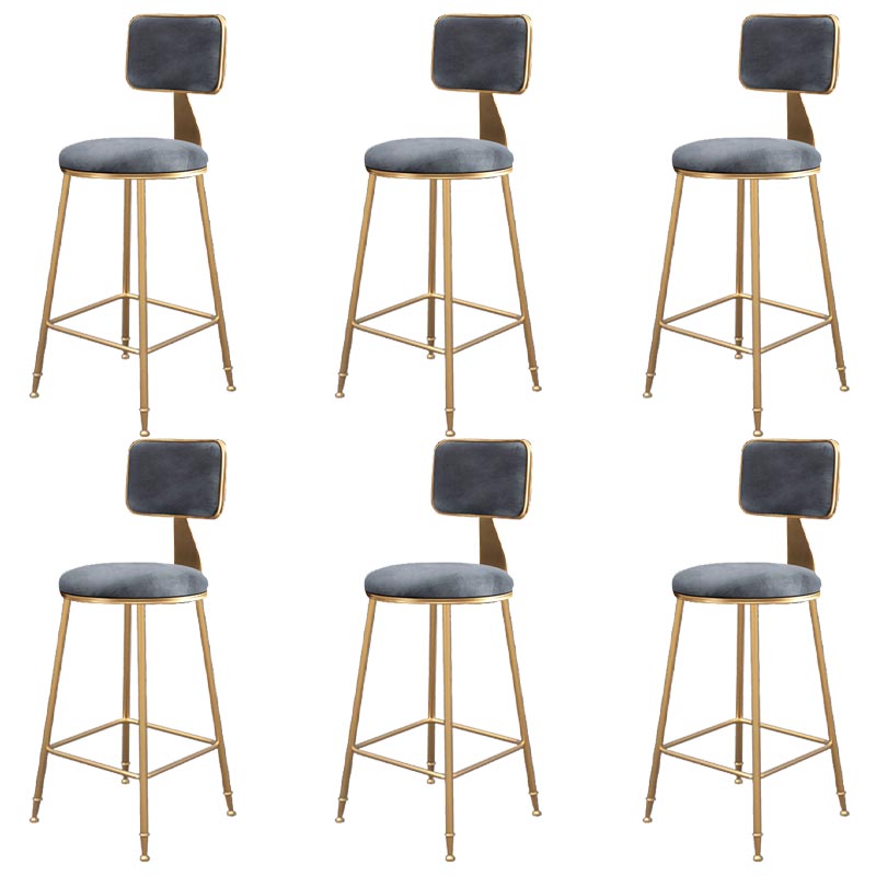 Glam Metal Barstool Velvet Gold Furniture in Matte Finish for Indoor