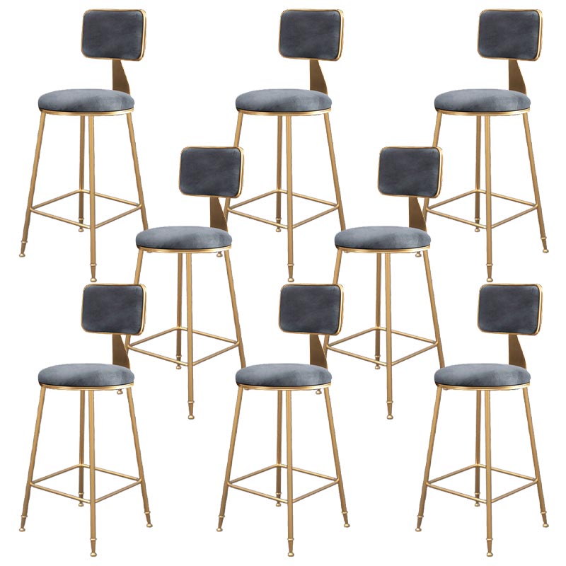 Glam Metal Barstool Velvet Gold Furniture in Matte Finish for Indoor