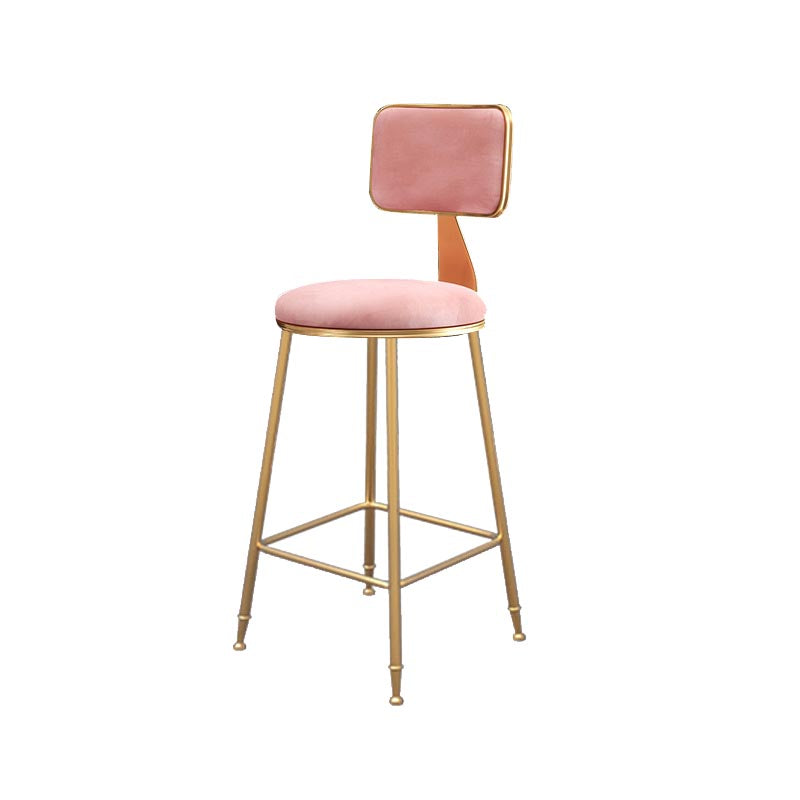 Glam Metal Barstool Velvet Gold Furniture in Matte Finish for Indoor