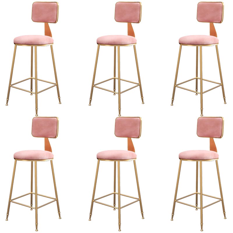 Glam Metal Barstool Velvet Gold Furniture in Matte Finish for Indoor