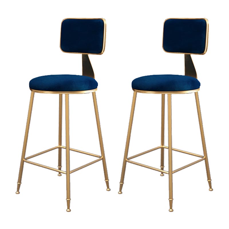 Glam Metal Barstool Velvet Gold Furniture in Matte Finish for Indoor