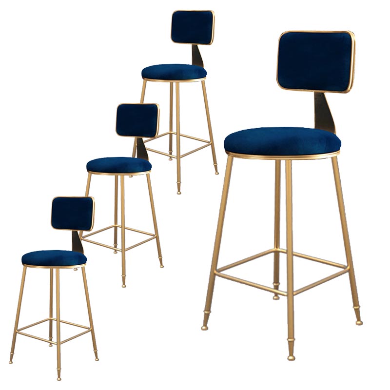 Glam Metal Barstool Velvet Gold Furniture in Matte Finish for Indoor