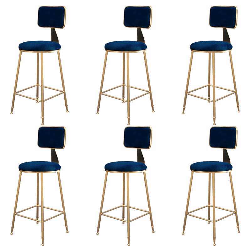 Glam Metal Barstool Velvet Gold Furniture in Matte Finish for Indoor