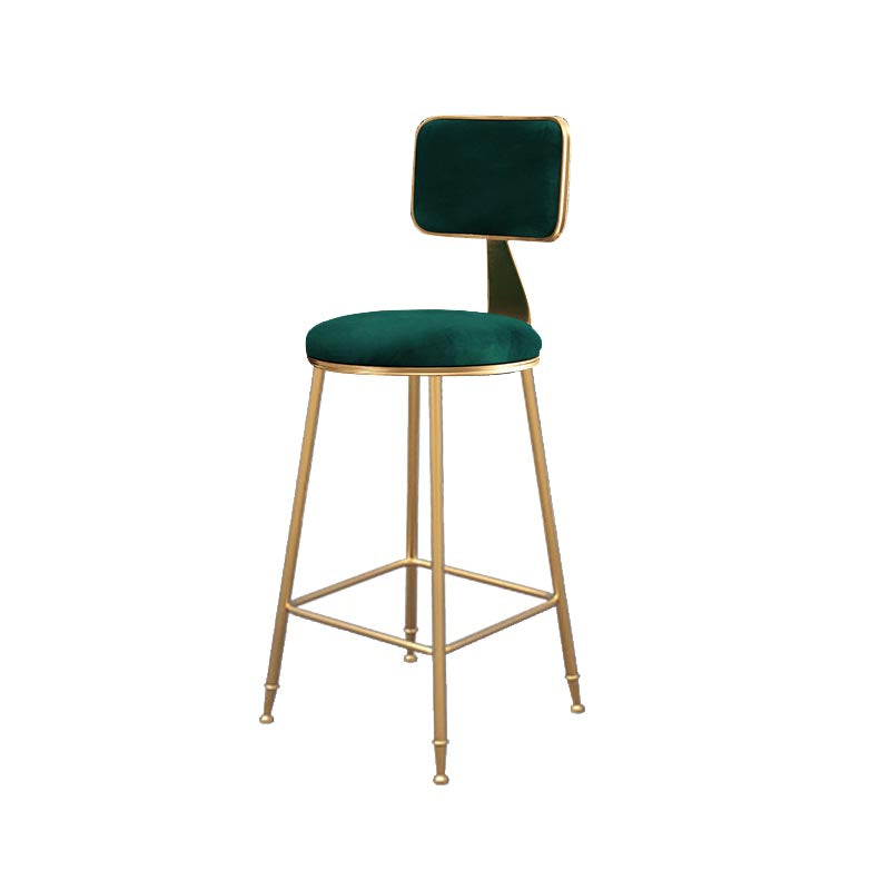 Glam Metal Barstool Velvet Gold Furniture in Matte Finish for Indoor