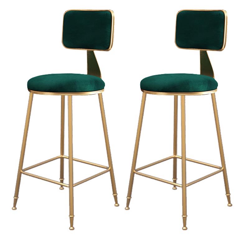 Glam Metal Barstool Velvet Gold Furniture in Matte Finish for Indoor