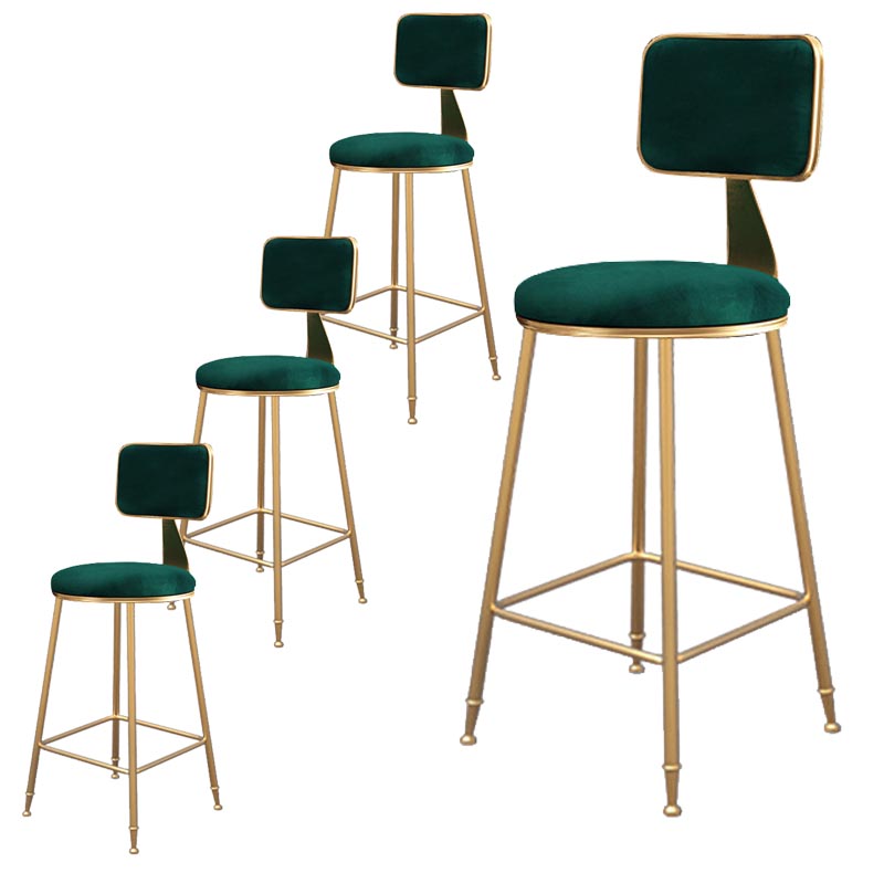 Glam Metal Barstool Velvet Gold Furniture in Matte Finish for Indoor