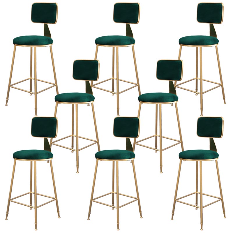 Glam Metal Barstool Velvet Gold Furniture in Matte Finish for Indoor