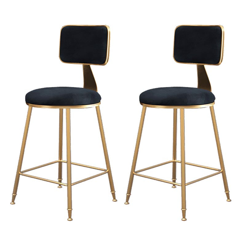 Glam Metal Barstool Velvet Gold Furniture in Matte Finish for Indoor