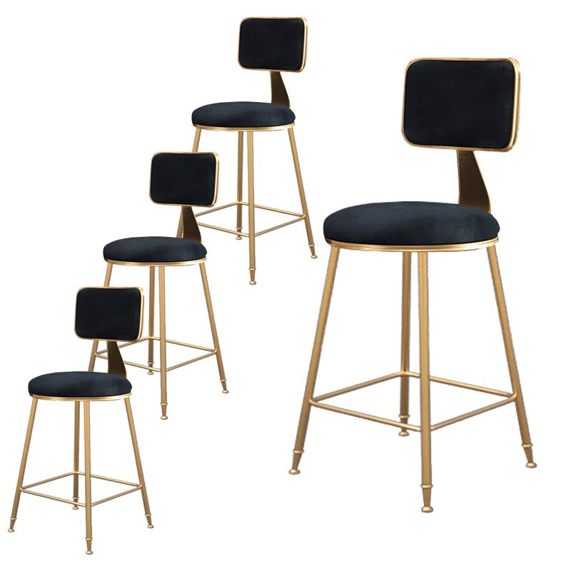 Glam Metal Barstool Velvet Gold Furniture in Matte Finish for Indoor