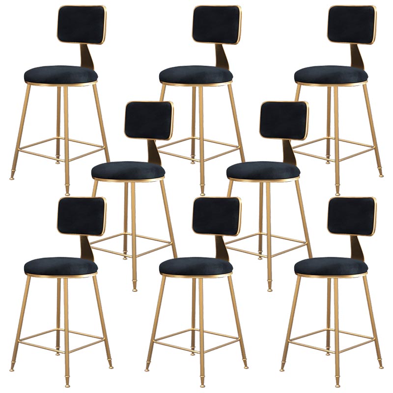 Glam Metal Barstool Velvet Gold Furniture in Matte Finish for Indoor