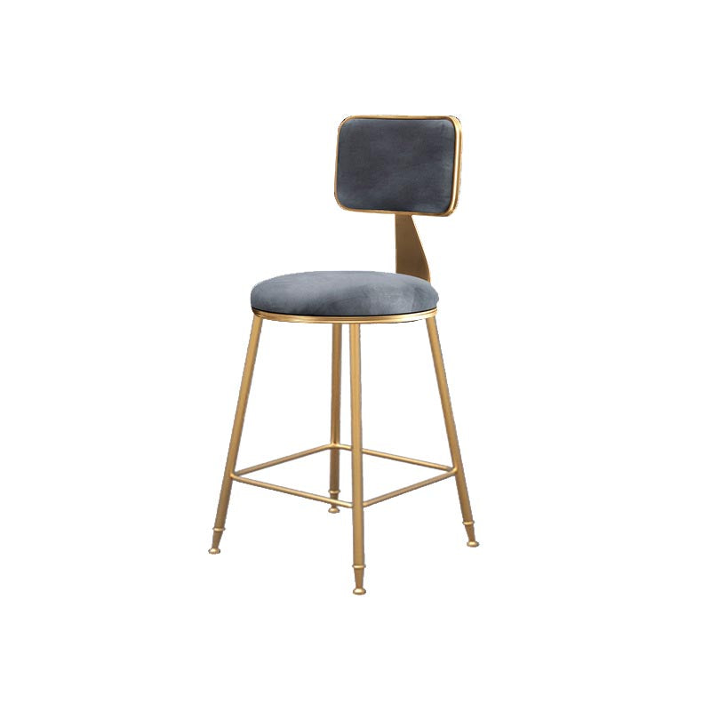 Glam Metal Barstool Velvet Gold Furniture in Matte Finish for Indoor