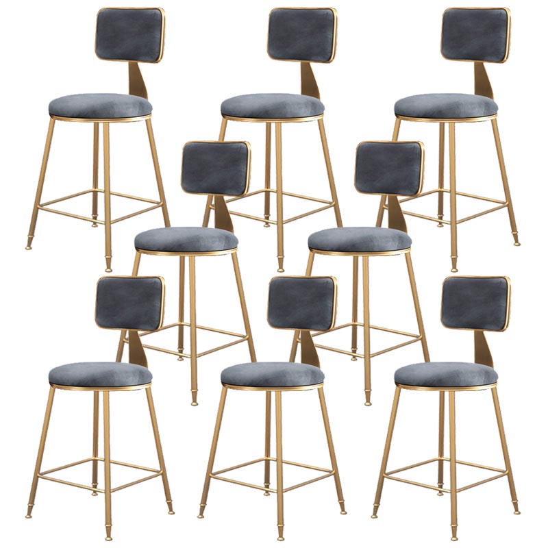 Glam Metal Barstool Velvet Gold Furniture in Matte Finish for Indoor