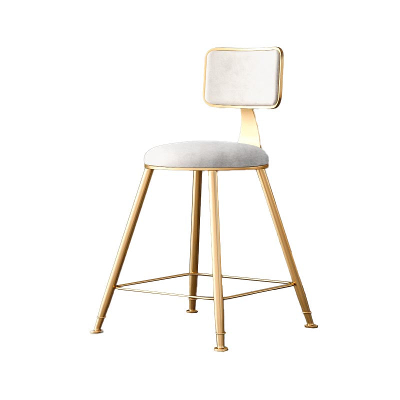 Glam Metal Barstool Velvet Gold Furniture in Matte Finish for Indoor